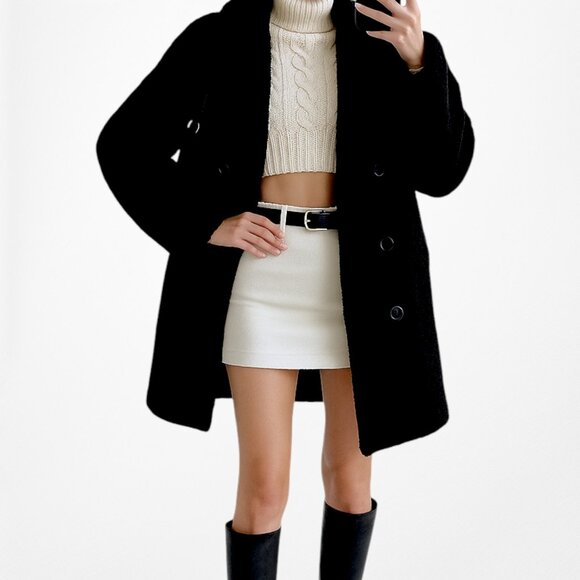 Vintage Y2K Black Faux Fur Oversized Fit Teddy Style Coat Jacket Size S - Picture 1 of 6